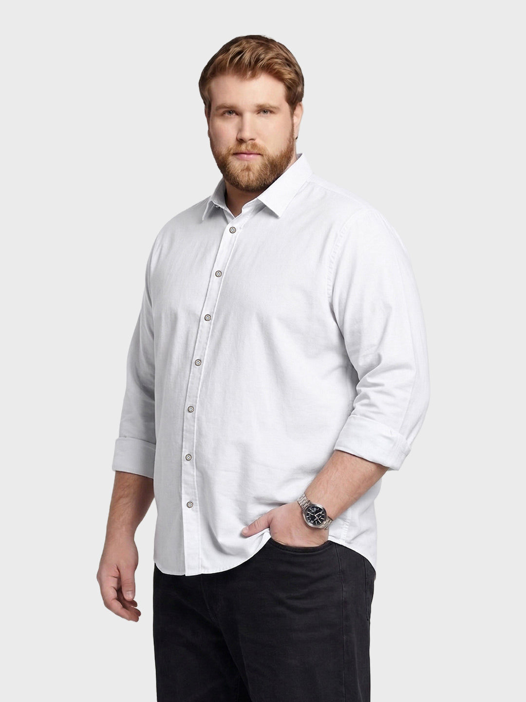 Men's White Regular Fit Solid Casual Shirt
