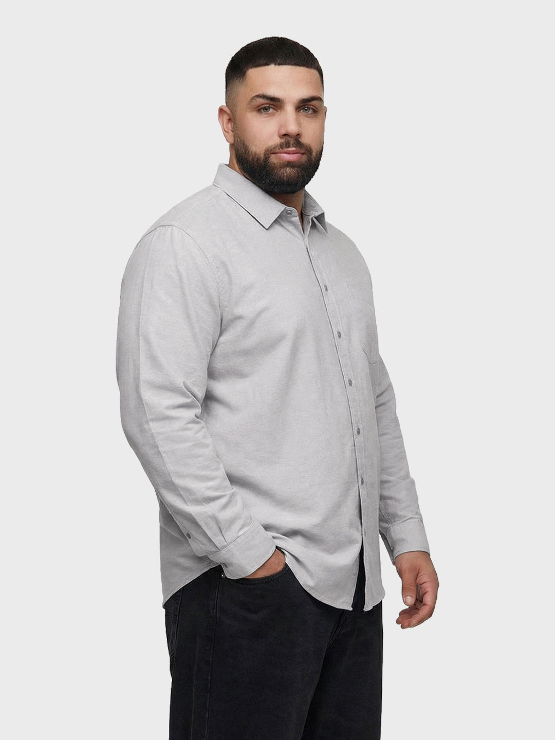 Men's Grey Regular Fit Solid Casual Shirt