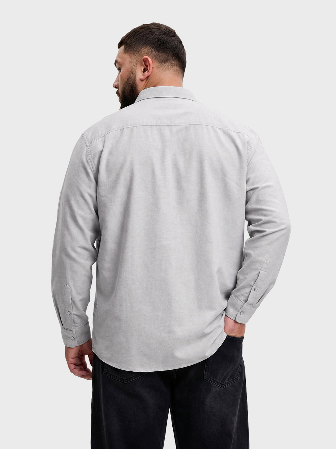 Men's Grey Regular Fit Solid Casual Shirt