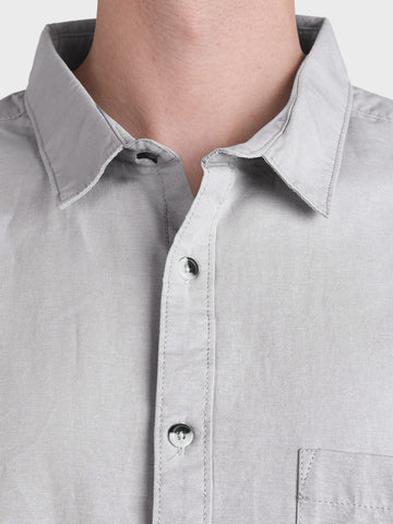 Men's Grey Regular Fit Solid Casual Shirt