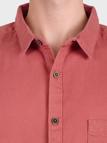 Men's Pink Regular Fit Solid Casual Shirt