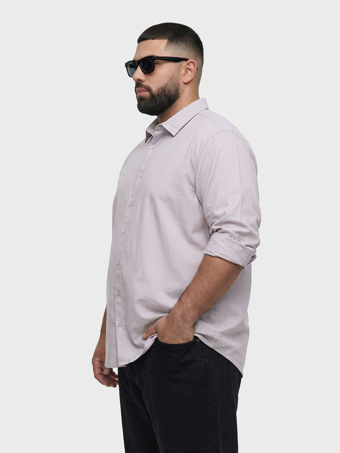 Men's Purple Regular Fit Solid Casual Shirt