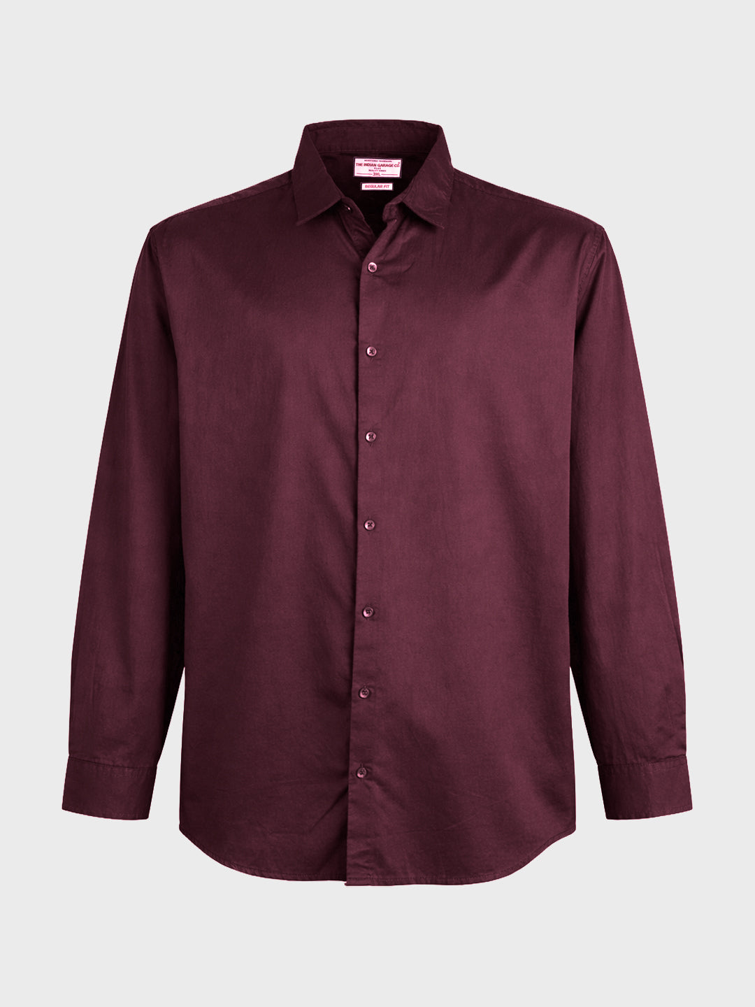 Men's Maroon Regular Fit Solid Casual Shirt