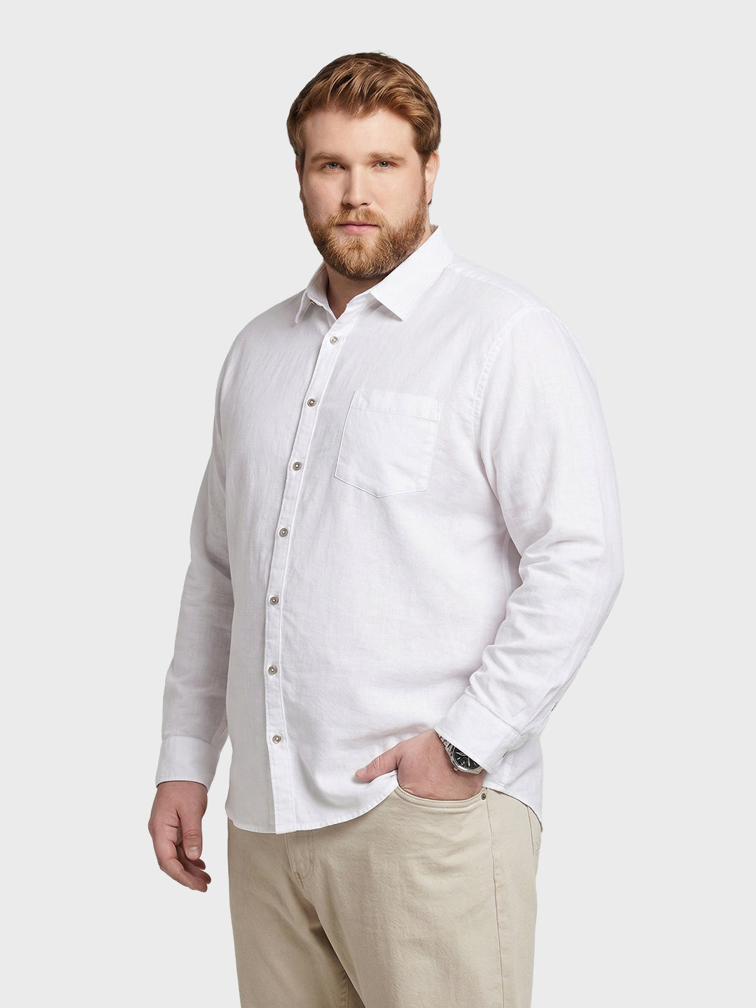 Men's White Regular Fit Solid Casual Shirt