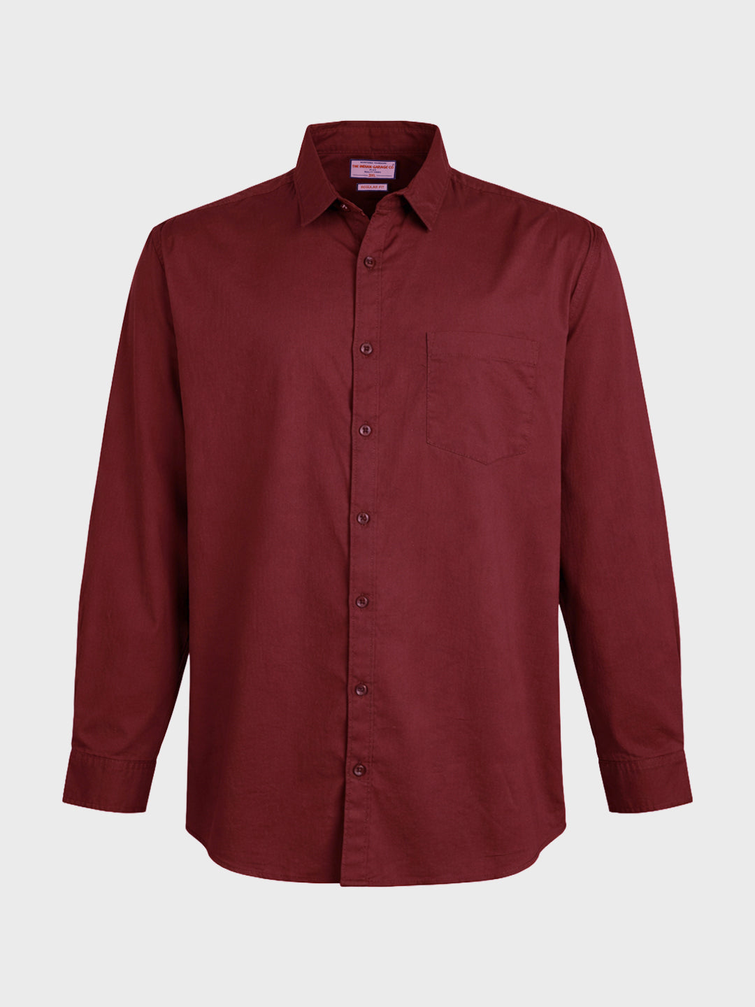 Men's Maroon Regular Fit Solid Casual Shirt