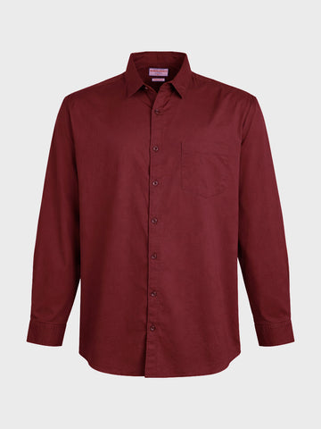 Men's Maroon Regular Fit Solid Casual Shirt