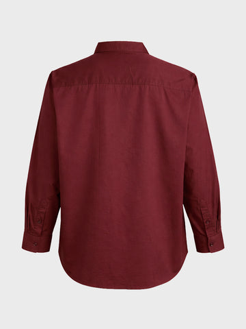 Men's Maroon Regular Fit Solid Casual Shirt