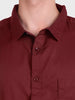Men's Maroon Regular Fit Solid Casual Shirt