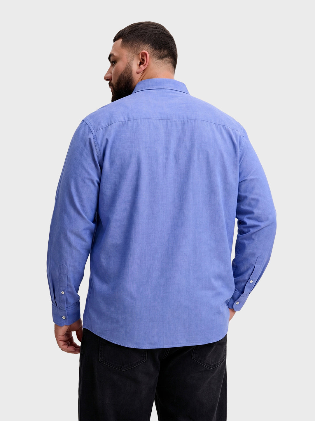Men's Blue Regular Fit Solid Casual Shirt