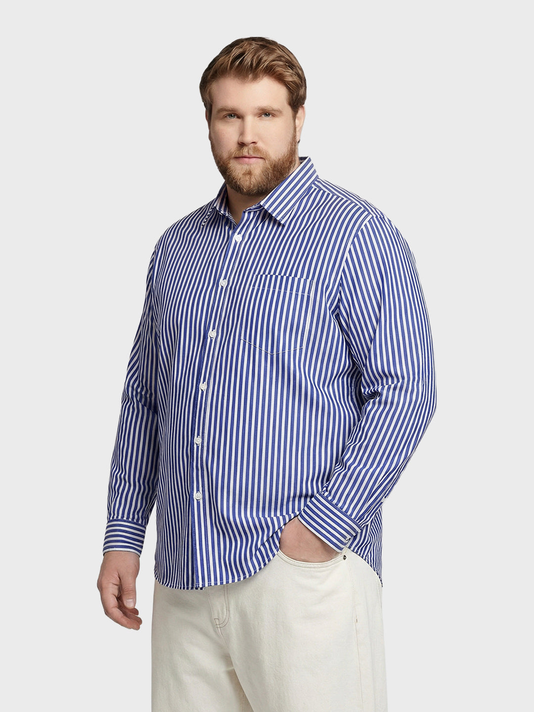 Men's Blue Regular Fit Striped Casual Shirt
