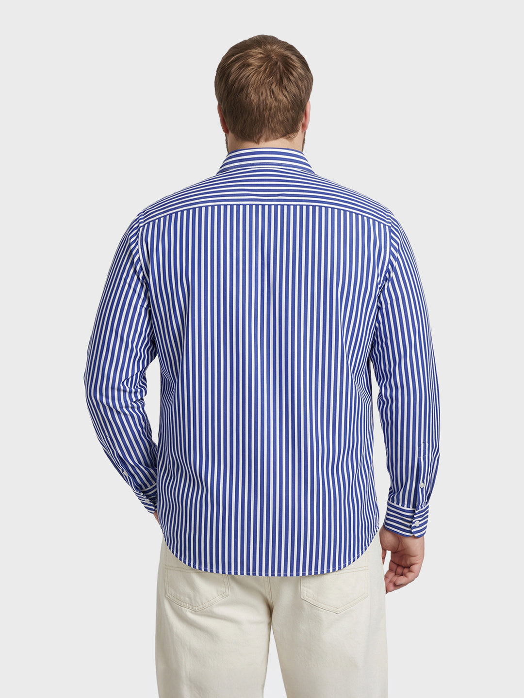 Men's Blue Regular Fit Striped Casual Shirt