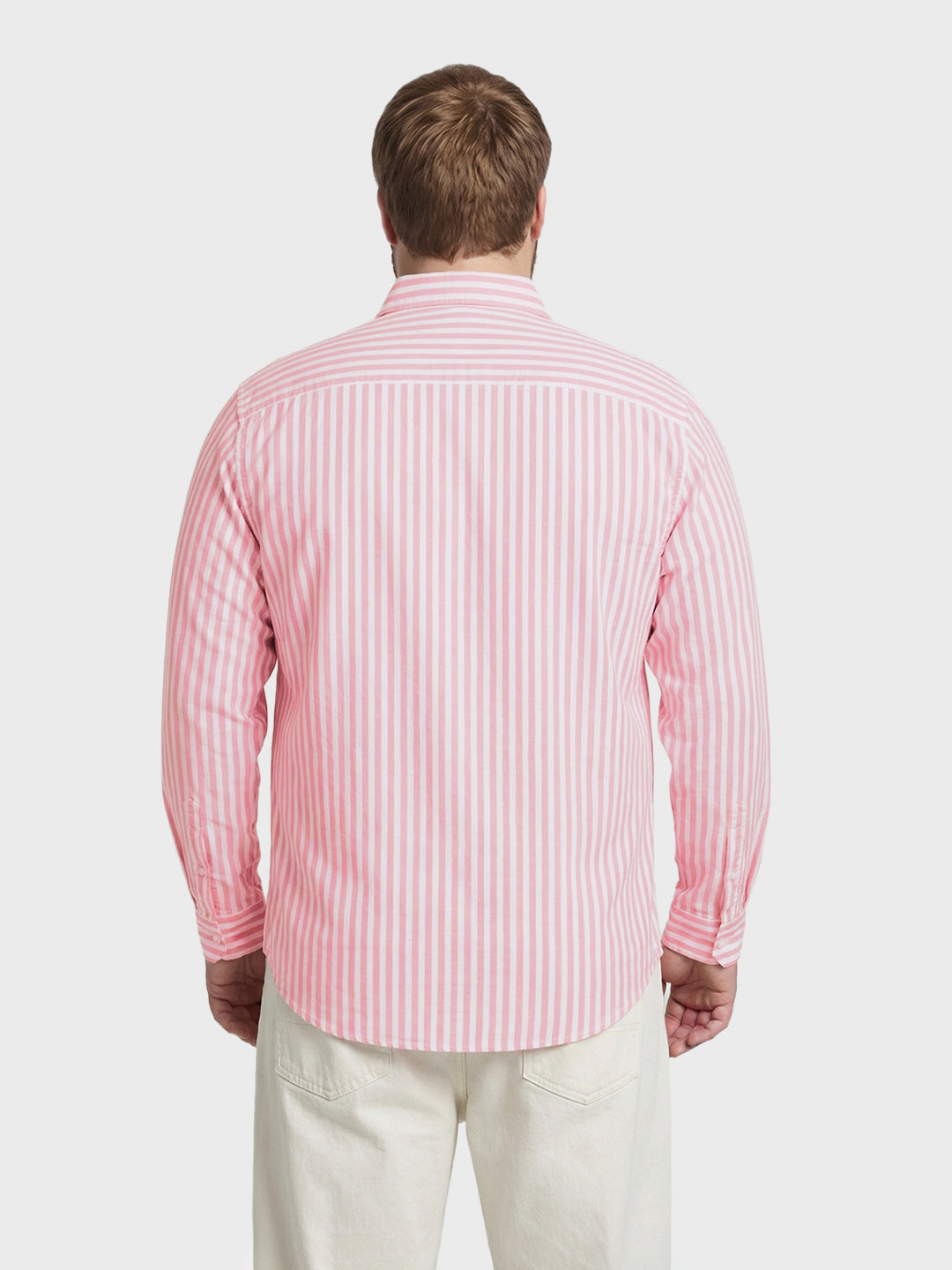 Men's Pink Regular Fit Striped Casual Shirt