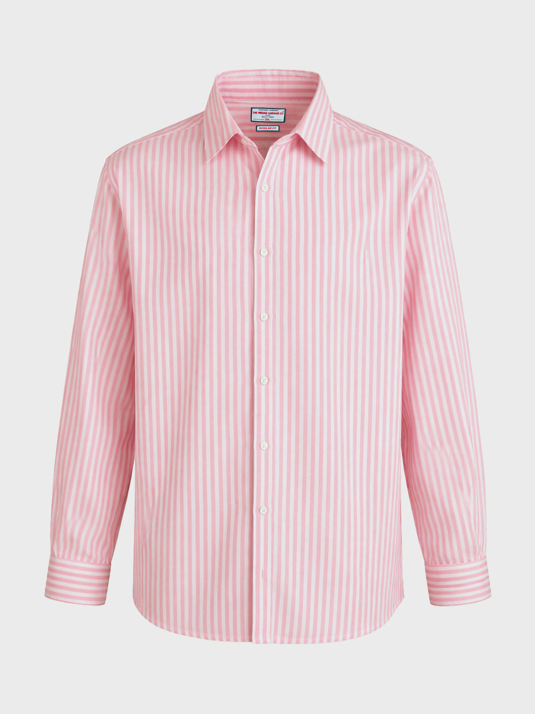 Men's Pink Regular Fit Striped Casual Shirt