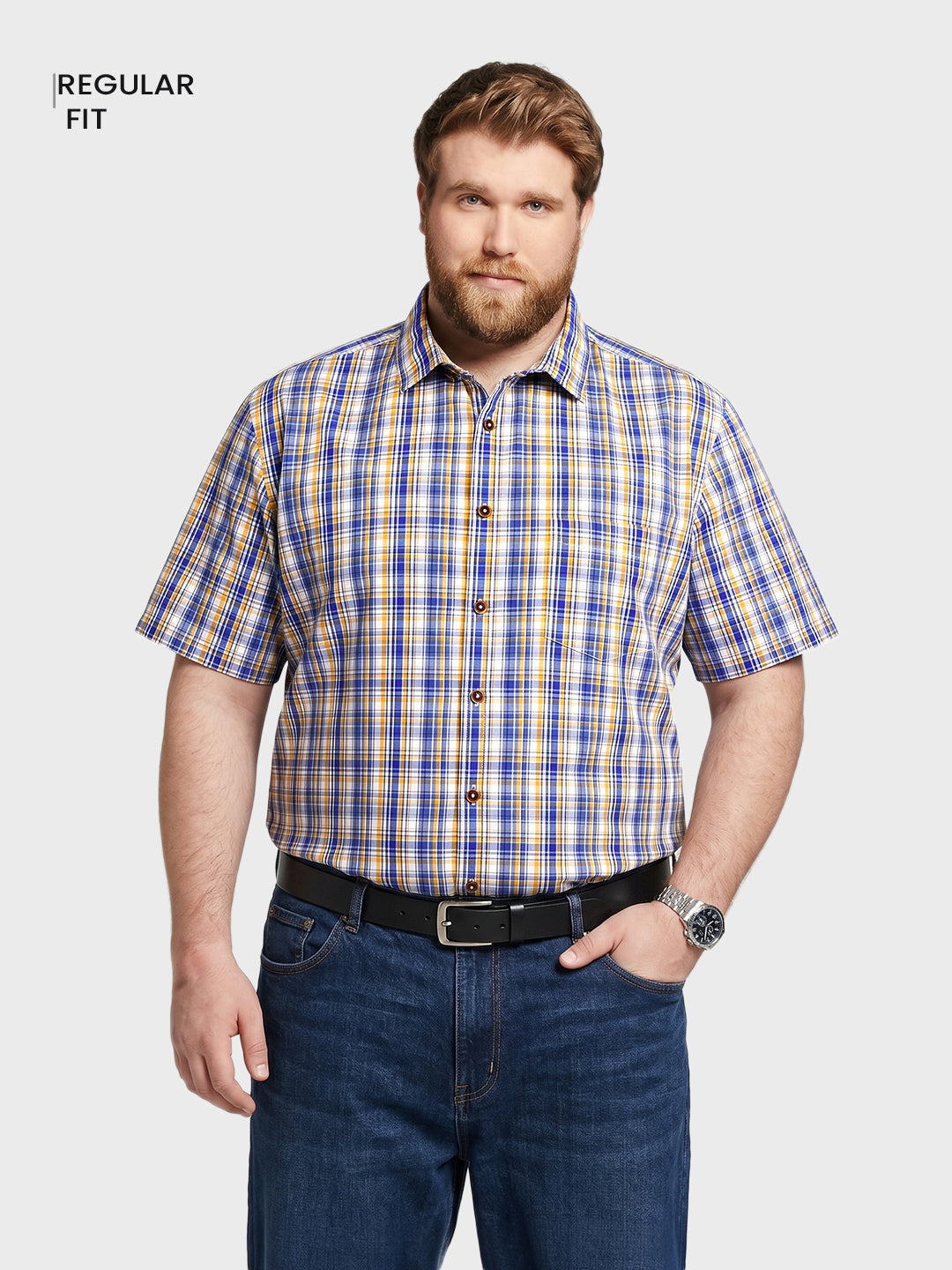 Men's Blue Regular Fit Checkered Casual Shirt