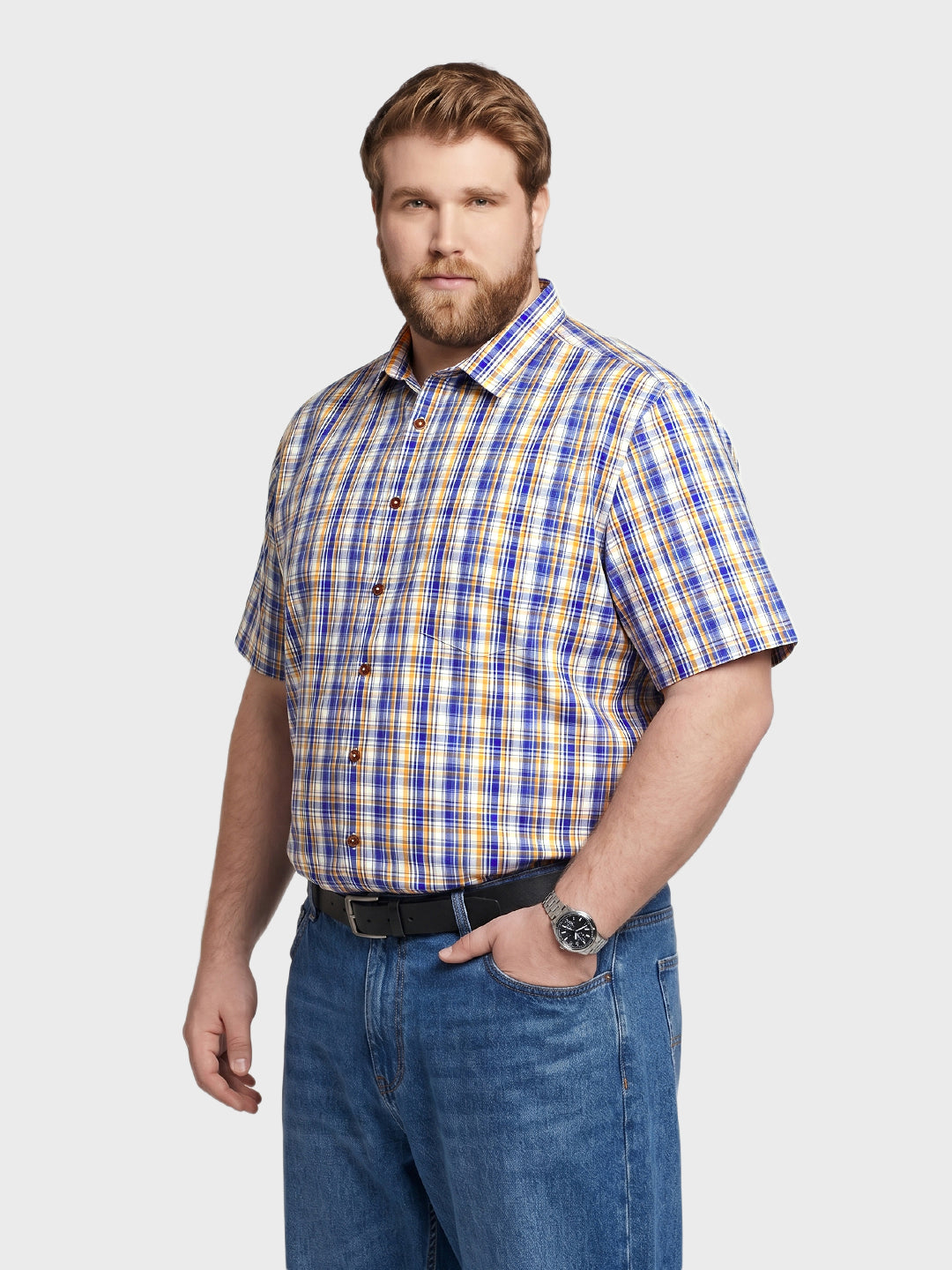 Men's Blue Regular Fit Checkered Casual Shirt