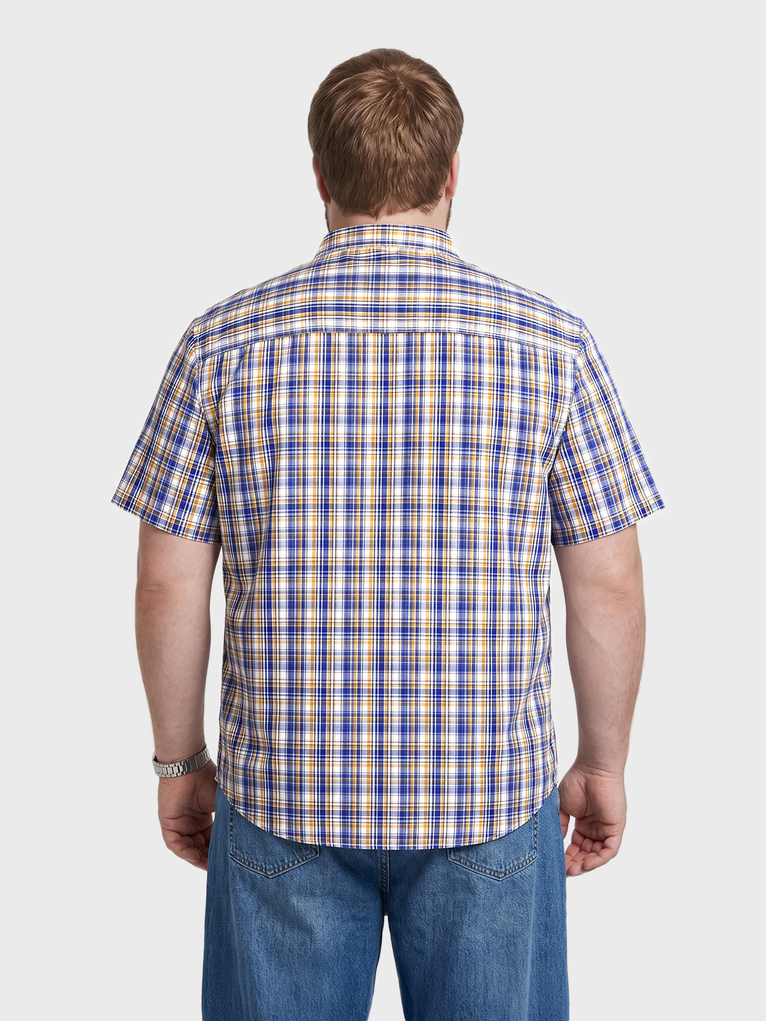 Men's Blue Regular Fit Checkered Casual Shirt