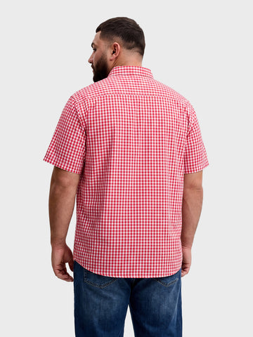 Men's Red Regular Fit Checkered Casual Shirt