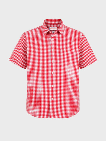 Men's Red Regular Fit Checkered Casual Shirt
