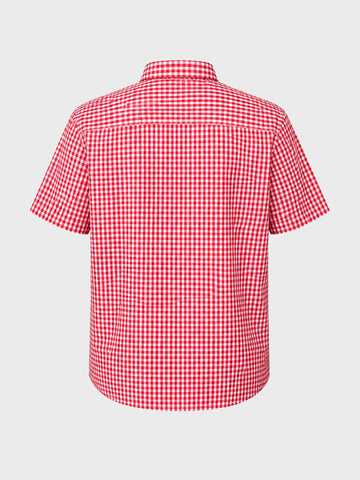 Men's Red Regular Fit Checkered Casual Shirt