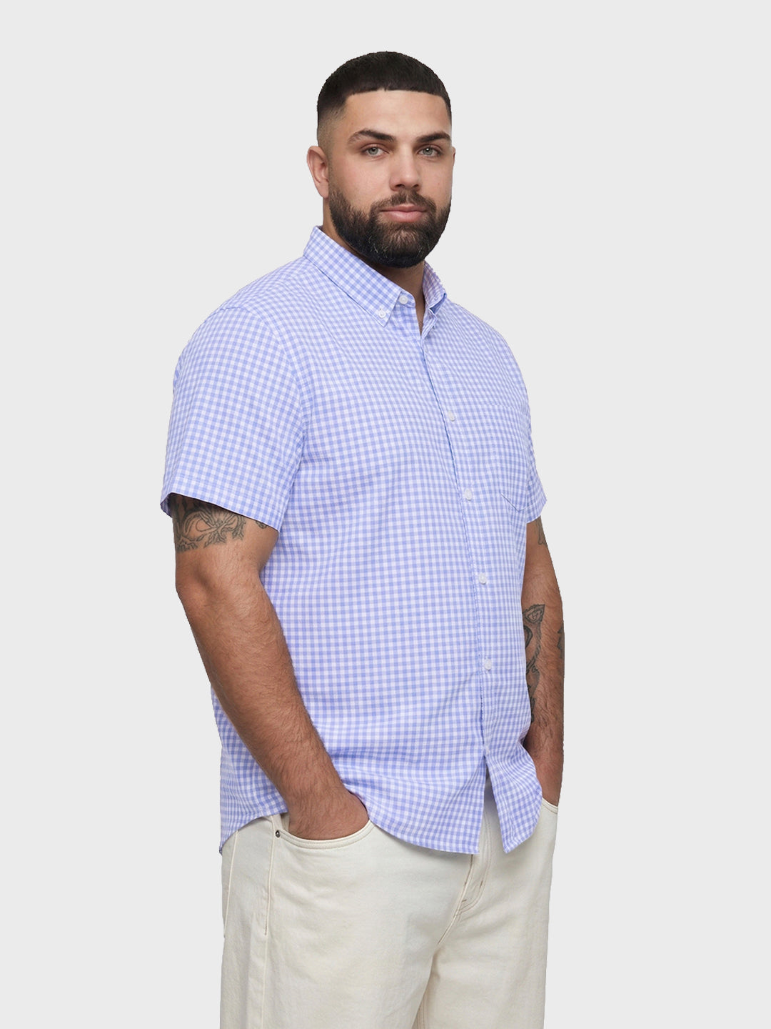 Men's Blue Regular Fit Checkered Casual Shirt