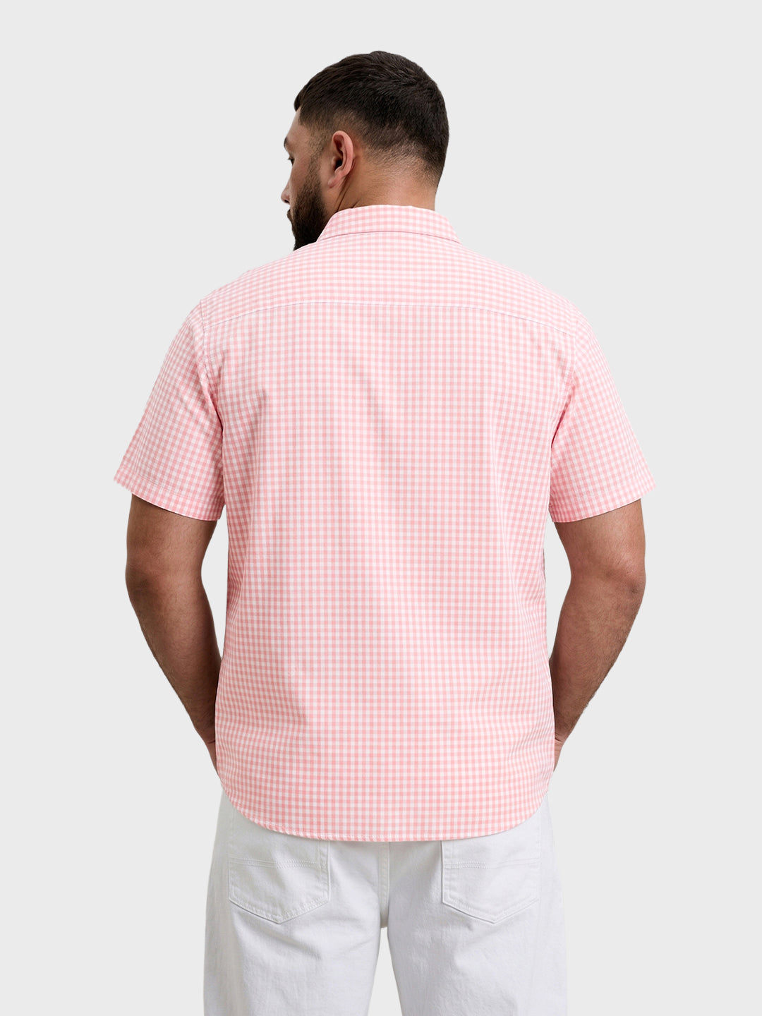 Men's Pink Regular Fit Checkered Casual Shirt