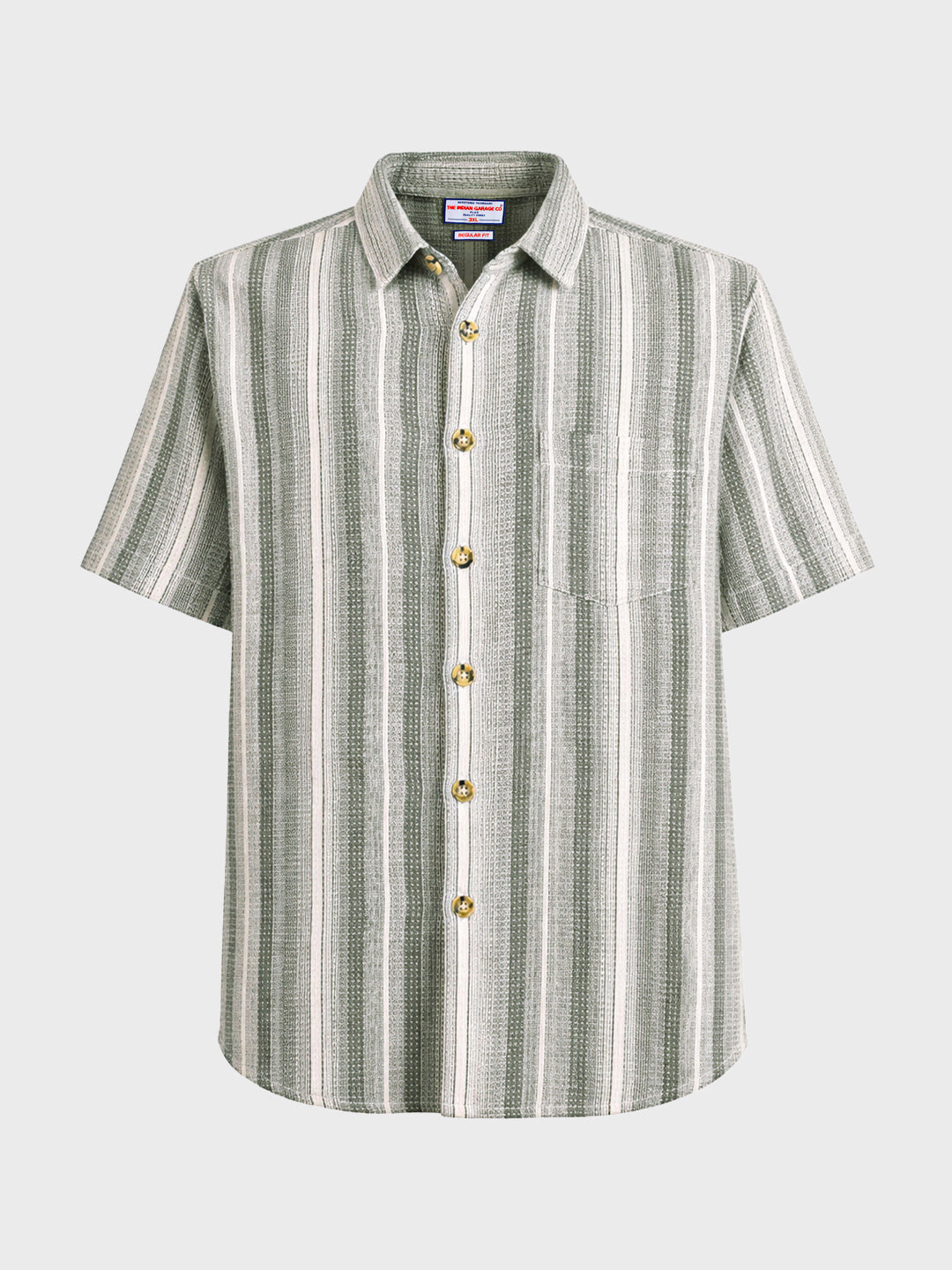 Men's Cream Regular Fit Striped Casual Shirt