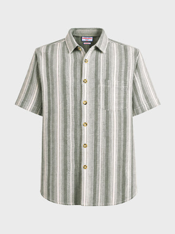 Men's Cream Regular Fit Striped Casual Shirt