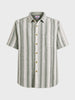 Men's Cream Regular Fit Striped Casual Shirt
