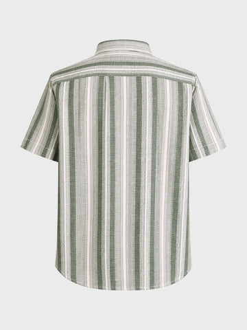 Men's Cream Regular Fit Striped Casual Shirt
