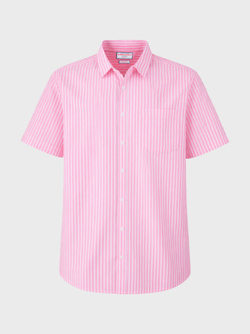 Men's Pink Regular Fit Striped Casual Shirt