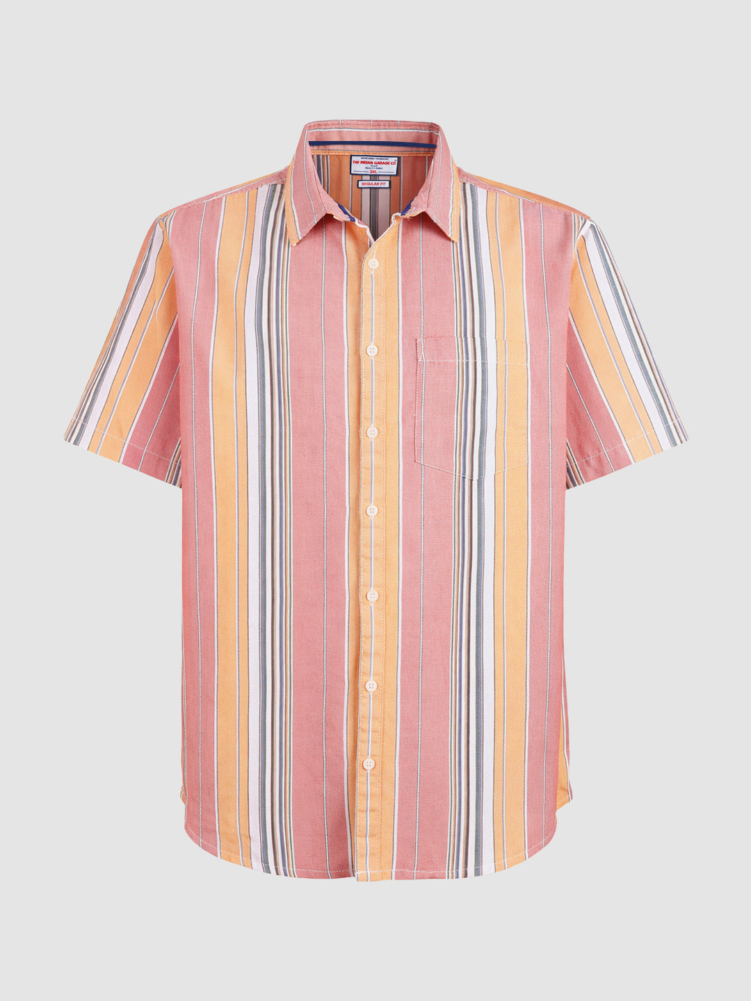 Men's Pink Regular Fit Striped Casual Shirt