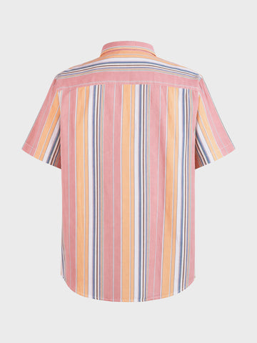 Men's Pink Regular Fit Striped Casual Shirt