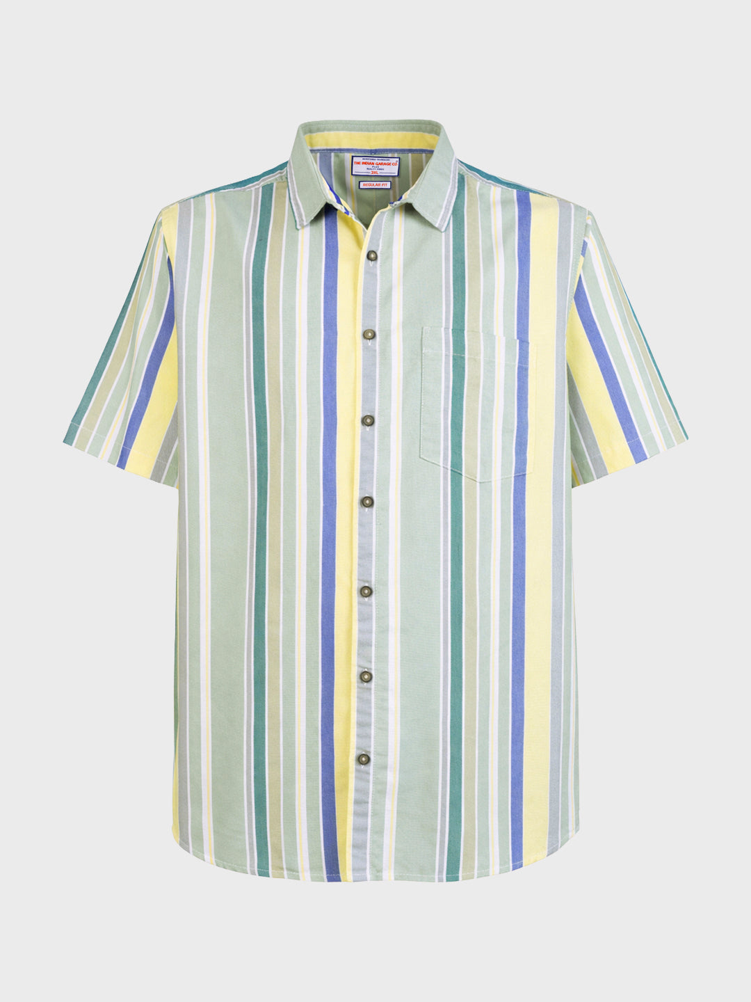 Men's Green Regular Fit Striped Casual Shirt
