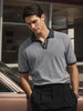 Men's Grey Oversized Fit Solid Flat Knit Polo  Polo T-Shirt
