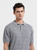Men's Grey Melange Oversized Fit Textured Flat Knit T-Shirt
