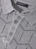 Men's Grey Melange Oversized Fit Textured Flat Knit T-Shirt