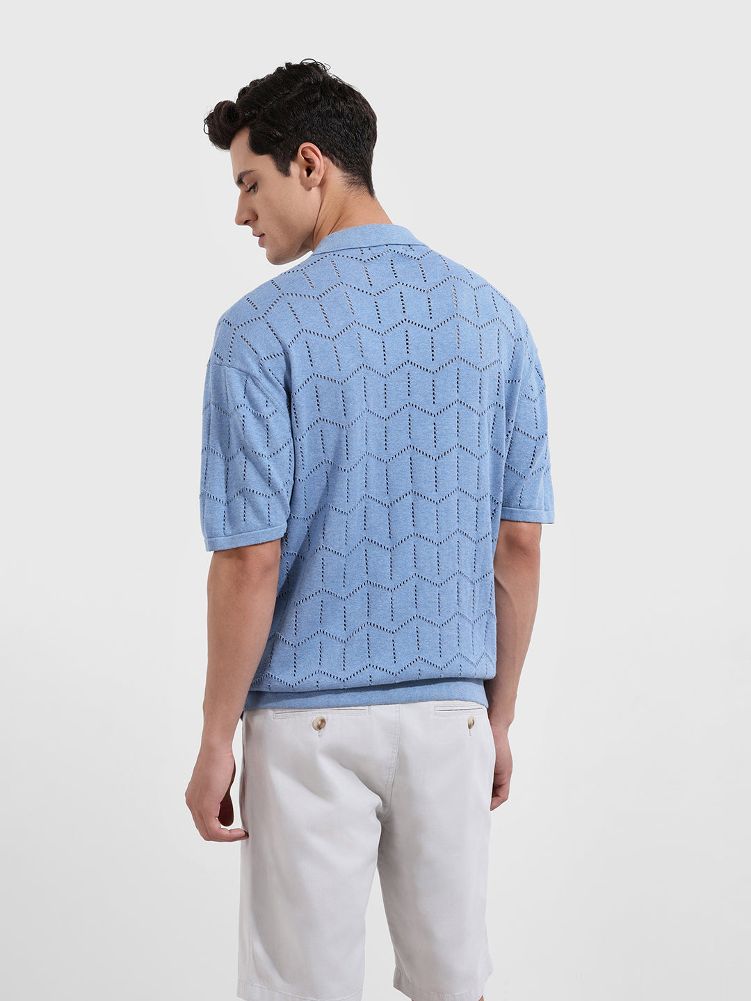 Men's Lavender Oversized Fit Textured Flat Knit T-Shirt