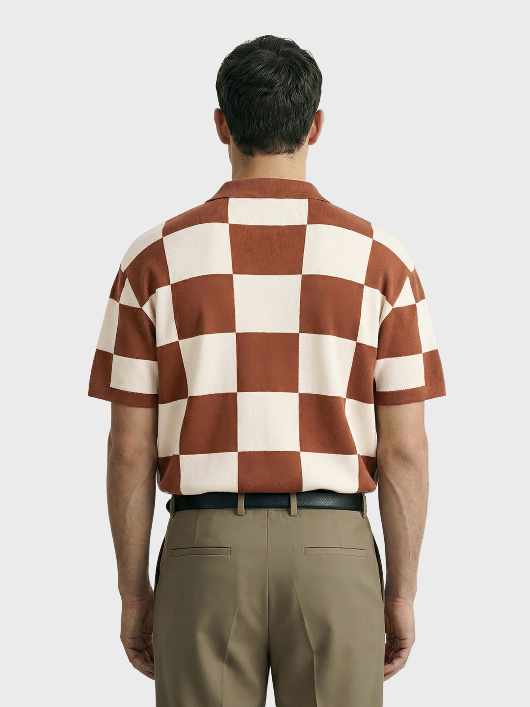 Men's Brown Oversized Fit Textured Flat Knit T-Shirt