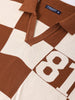 Men's Brown Oversized Fit Textured Flat Knit Polo T-Shirt
