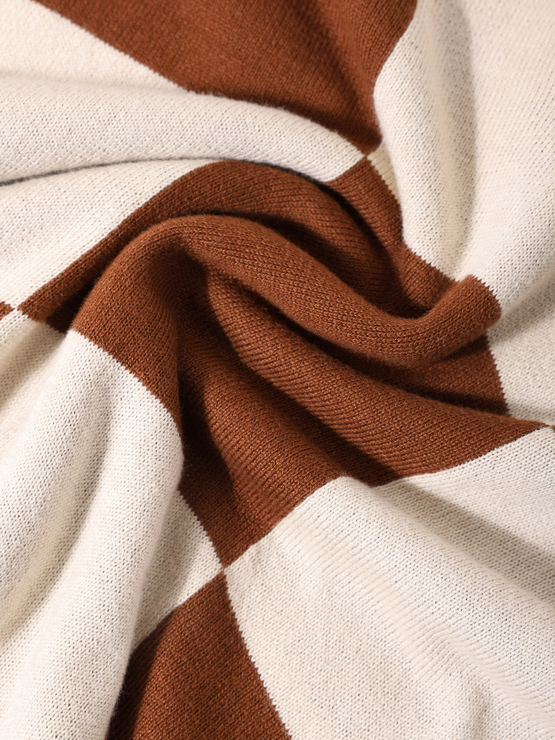 Men's Brown Oversized Fit Textured Flat Knit T-Shirt