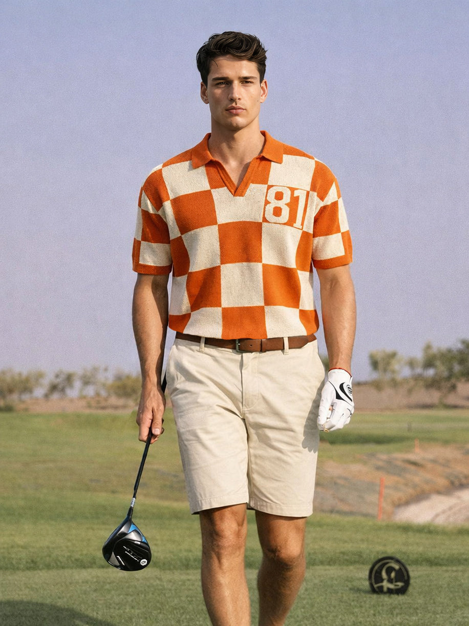 Men's Orange Oversized Fit Textured Flat Knit T-Shirt