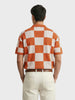 Men's Orange Oversized Fit Textured Flat Knit Polo T-Shirt