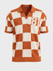 Men's Orange Oversized Fit Textured Flat Knit Polo T-Shirt