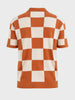 Men's Orange Oversized Fit Textured Flat Knit Polo T-Shirt