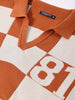 Men's Orange Oversized Fit Textured Flat Knit Polo T-Shirt