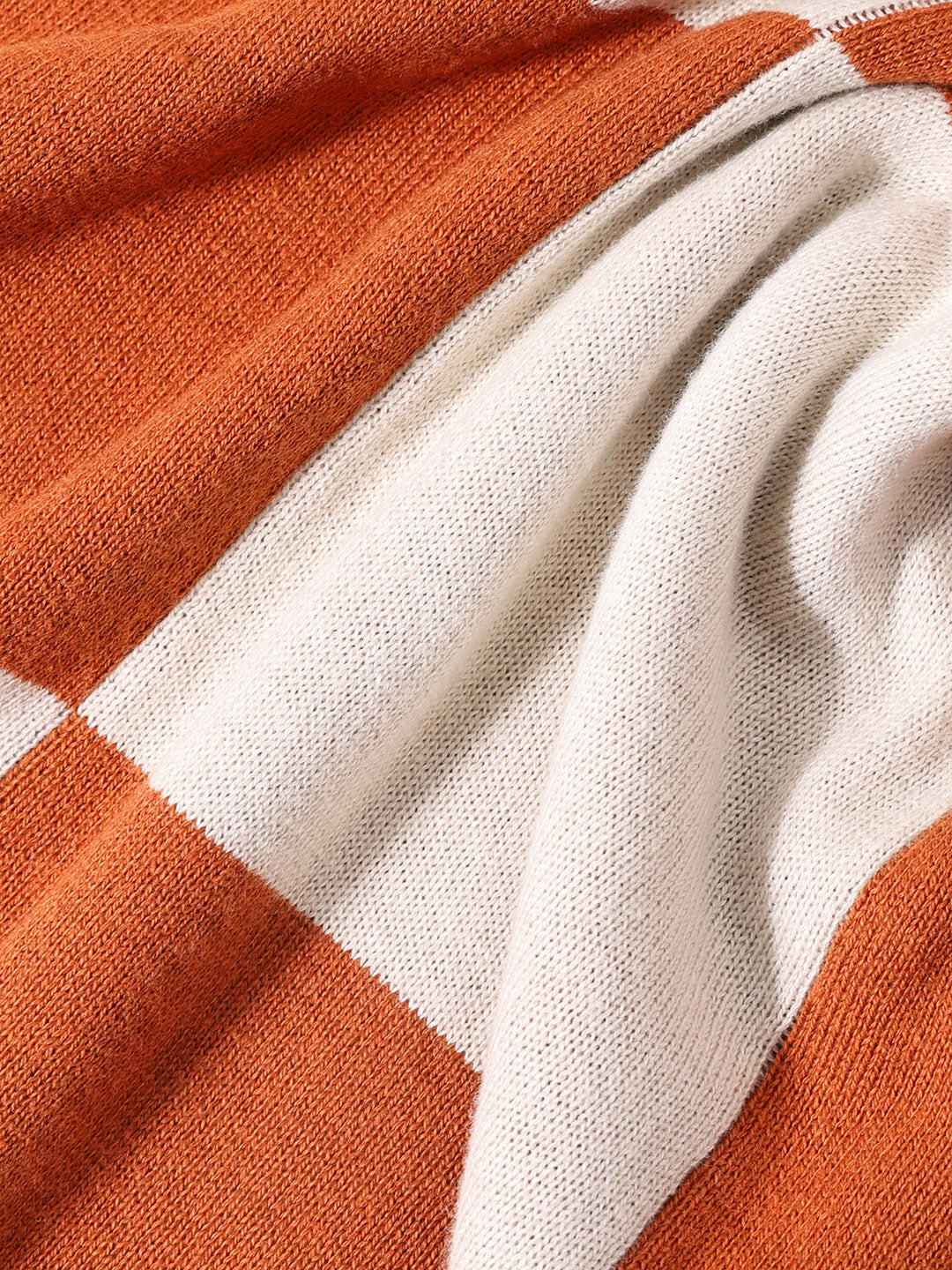 Men's Orange Oversized Fit Textured Flat Knit T-Shirt