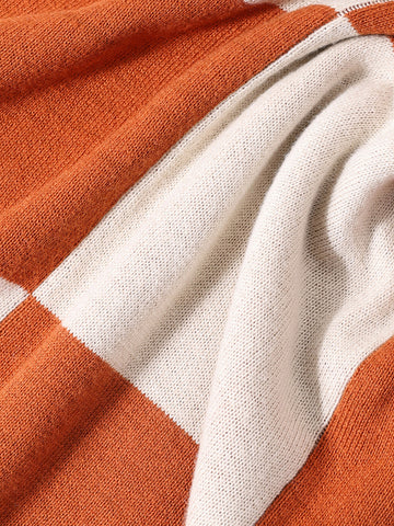 Men's Orange Oversized Fit Textured Flat Knit T-Shirt