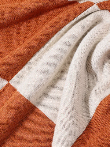 Men's Orange Oversized Fit Textured Flat Knit Polo T-Shirt
