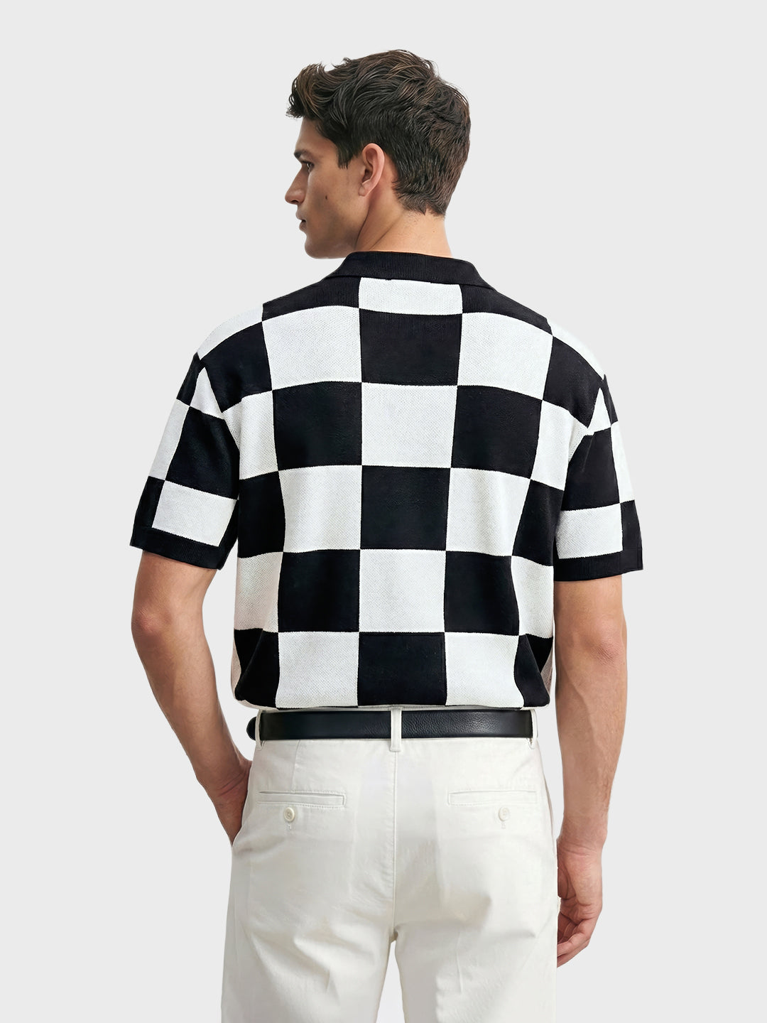 Men's Black Oversized Fit Textured Flat Knit T-Shirt