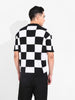 Men's Black Oversized Fit Textured Flat Knit T-Shirt